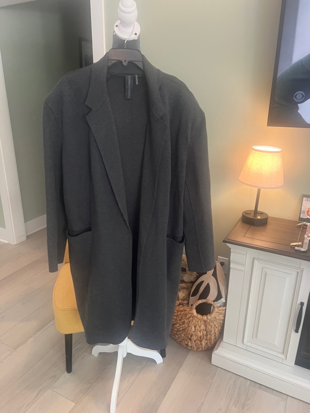 Norma Kamali Black Open-Front Trench Coat